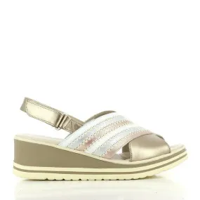 24 Hrs 23680 Gold Slingback Wedge Sandals