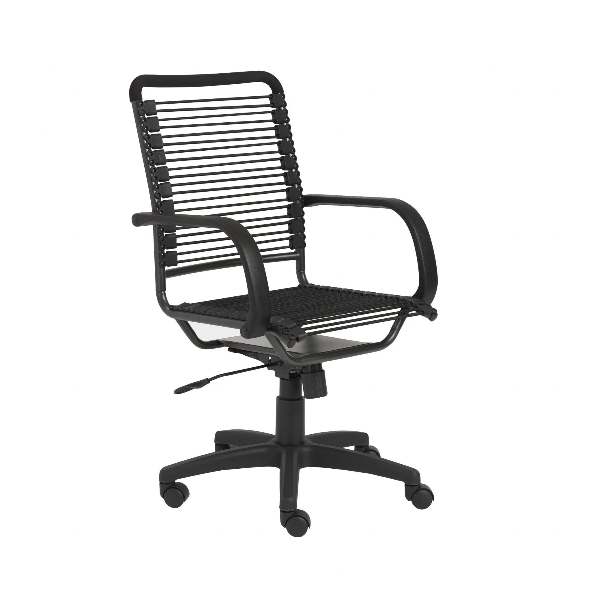 43" All Black Round Bungee Cord High Back Office Chair By Homeroots
