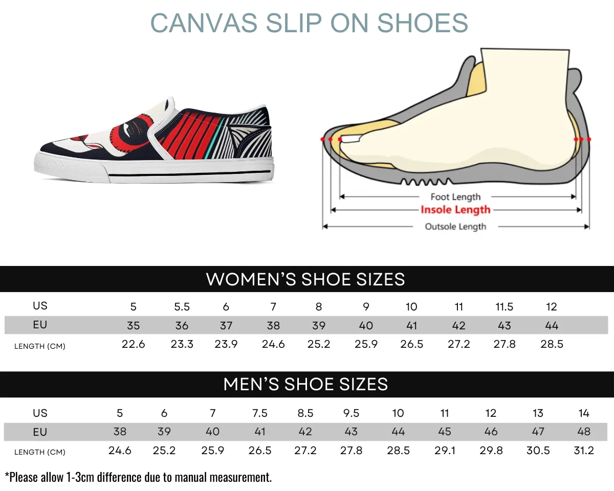 Abstract Skull Print Slip-Ons