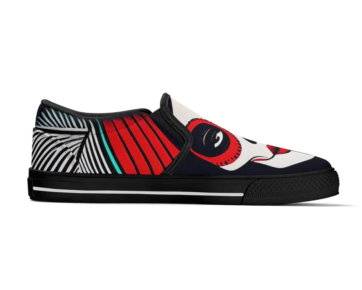 Abstract Skull Print Slip-Ons