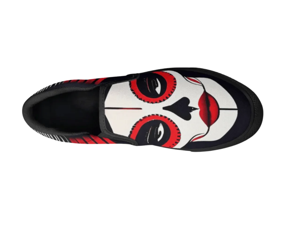 Abstract Skull Print Slip-Ons