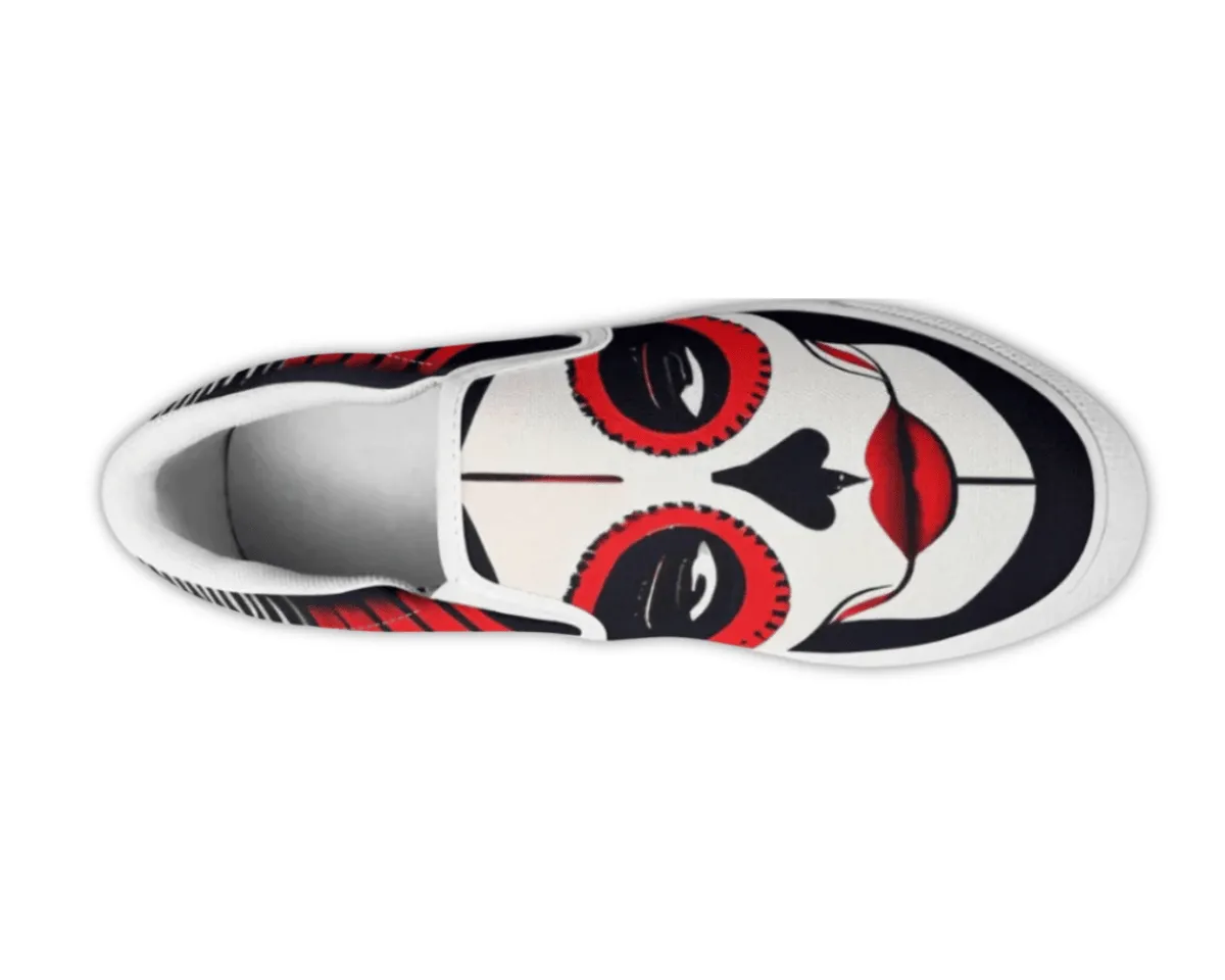 Abstract Skull Print Slip-Ons