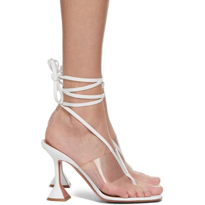 Amina Muaddi White Nappa Zula Sandals