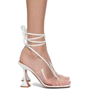 Amina Muaddi White Nappa Zula Sandals