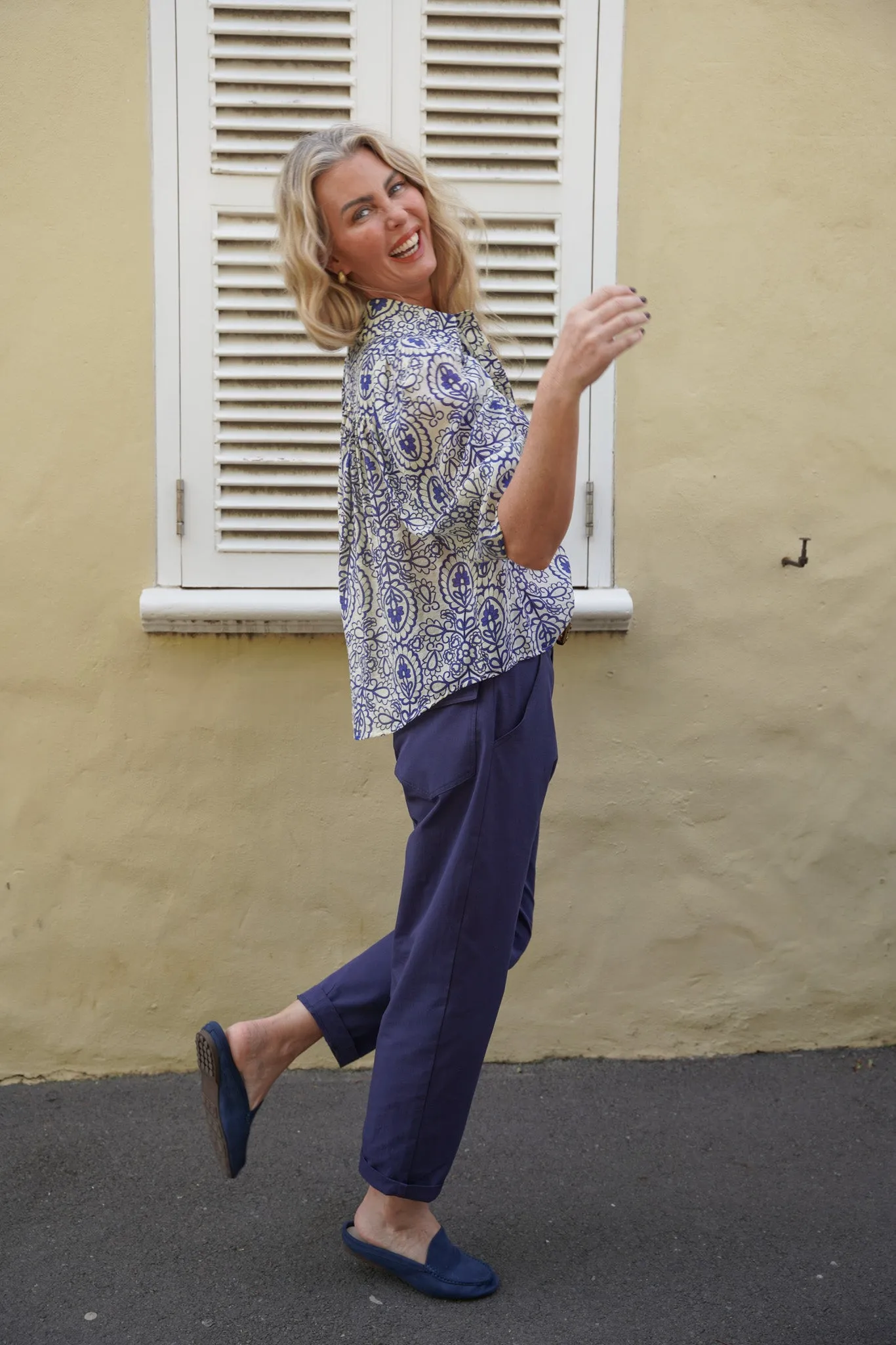 Azure Suedette Slip Ons
