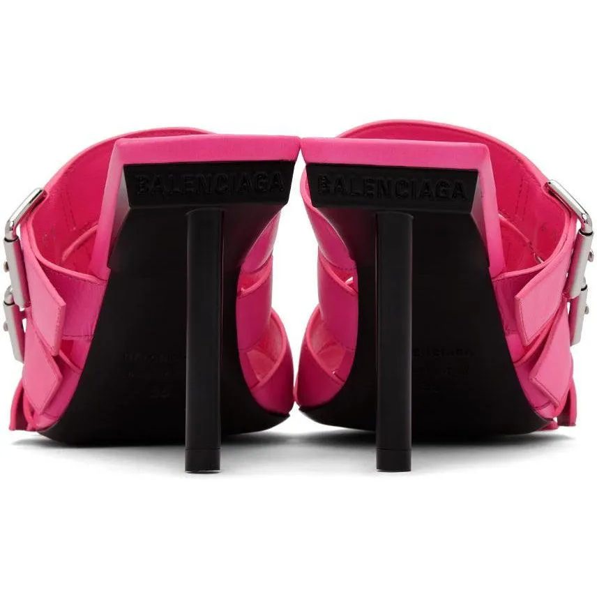 Balenciaga Pink Buckle Heeled Sandals