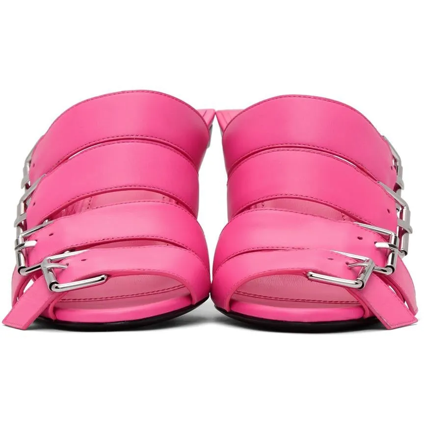 Balenciaga Pink Buckle Heeled Sandals