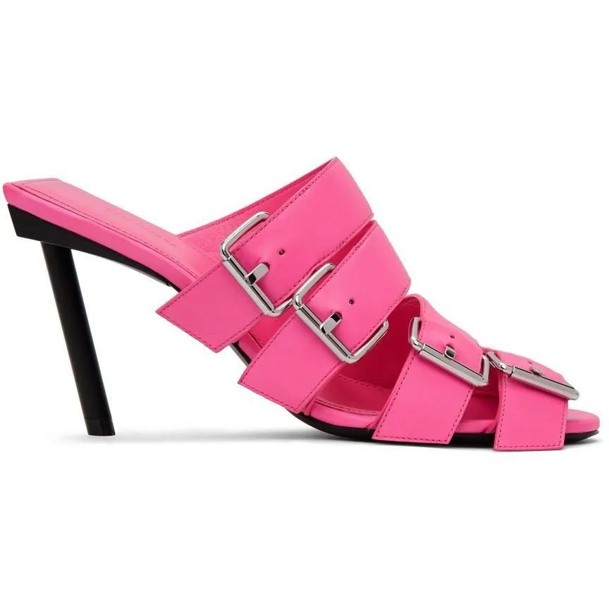 Balenciaga Pink Buckle Heeled Sandals