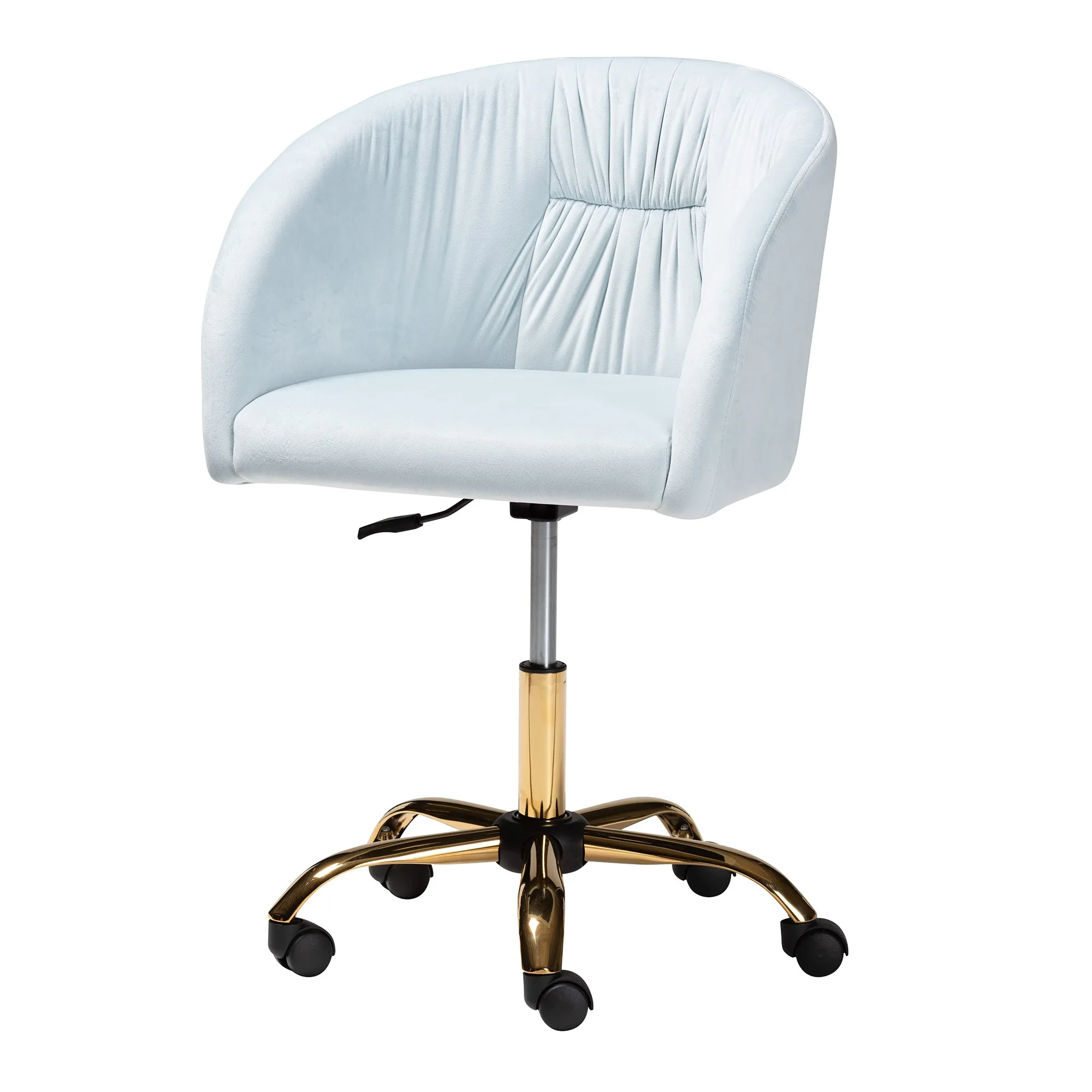 Baxton Studio Ravenna Contemporary Glam and Luxe Aqua Velvet Fabric and Gold Metal Swivel Office Chair