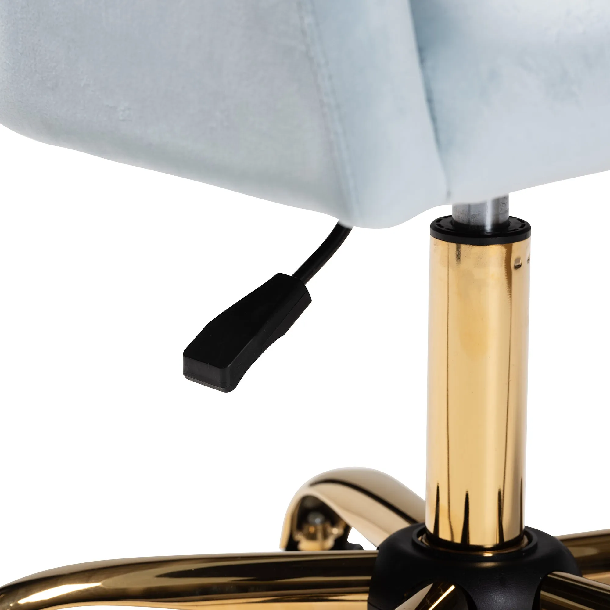 Baxton Studio Ravenna Contemporary Glam and Luxe Aqua Velvet Fabric and Gold Metal Swivel Office Chair
