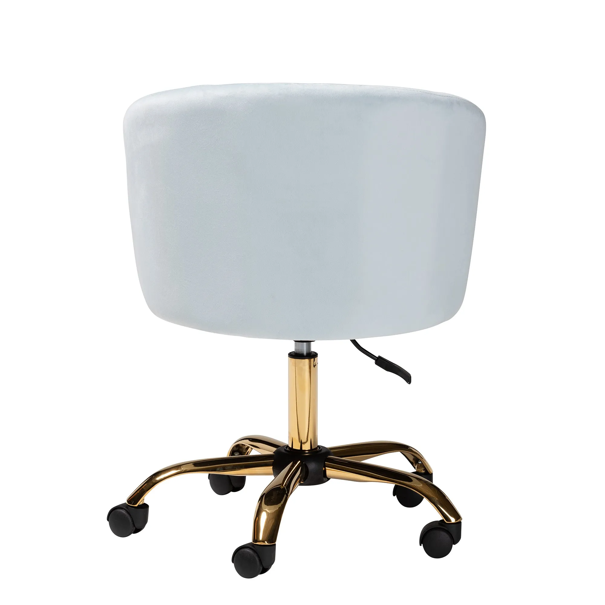 Baxton Studio Ravenna Contemporary Glam and Luxe Aqua Velvet Fabric and Gold Metal Swivel Office Chair