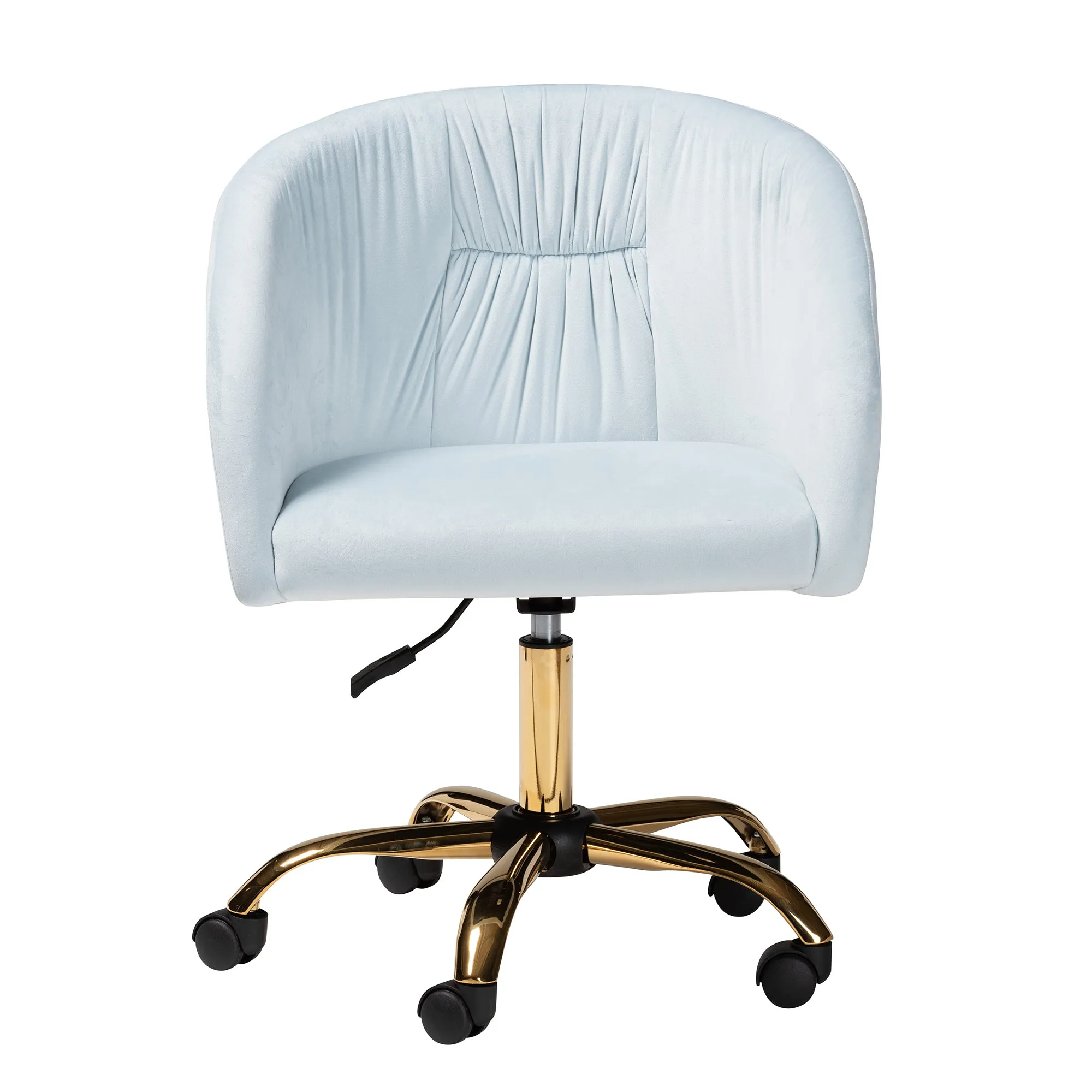 Baxton Studio Ravenna Contemporary Glam and Luxe Aqua Velvet Fabric and Gold Metal Swivel Office Chair