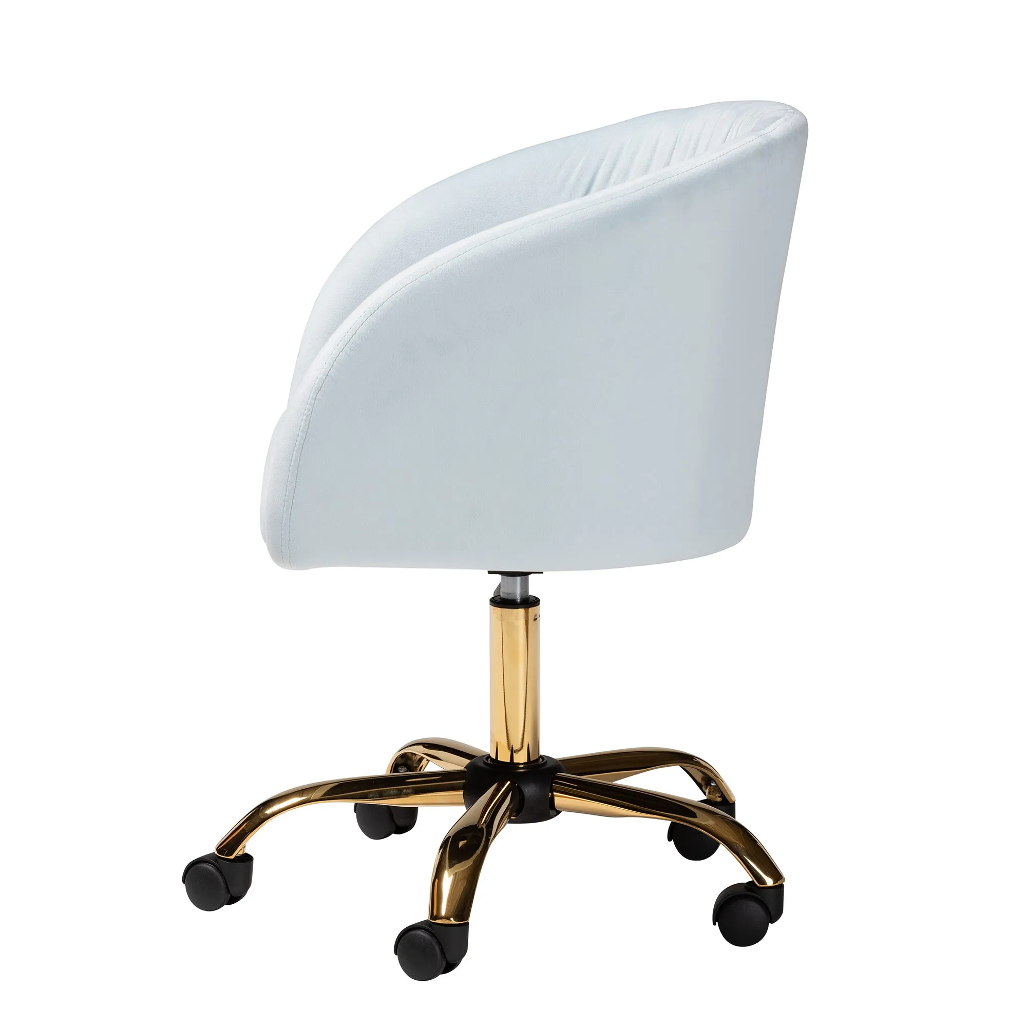 Baxton Studio Ravenna Contemporary Glam and Luxe Aqua Velvet Fabric and Gold Metal Swivel Office Chair