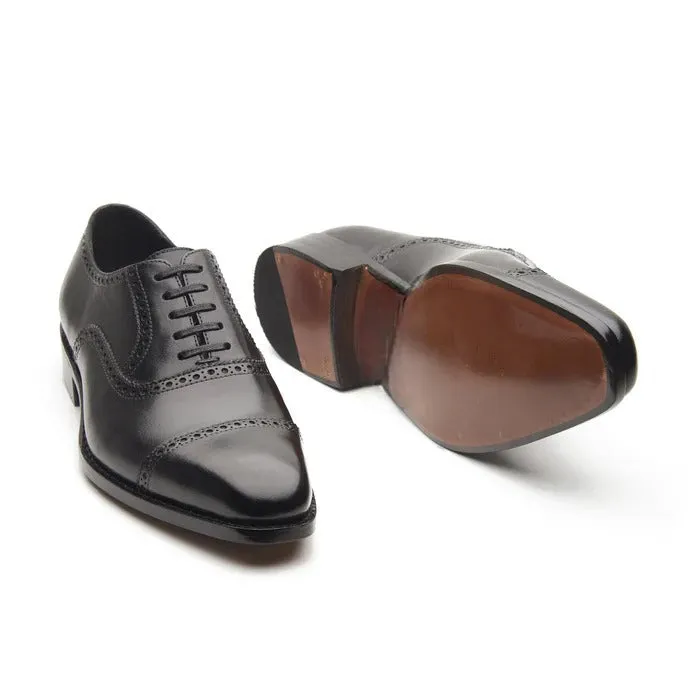 Bemer-Quarter Brogue Oxford - Black | Hand Welted
