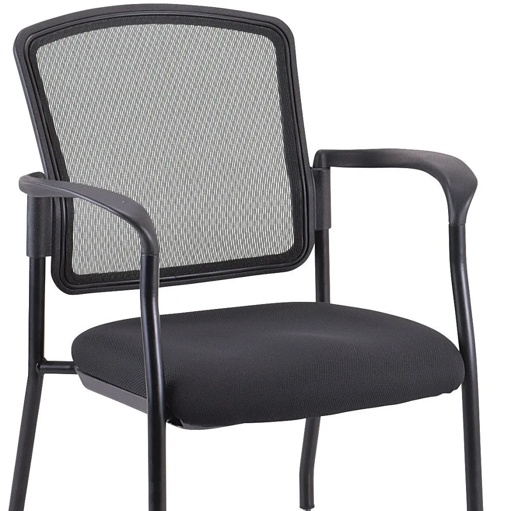 Black Mesh Fabric Rolling Guest Arm Chair By Homeroots