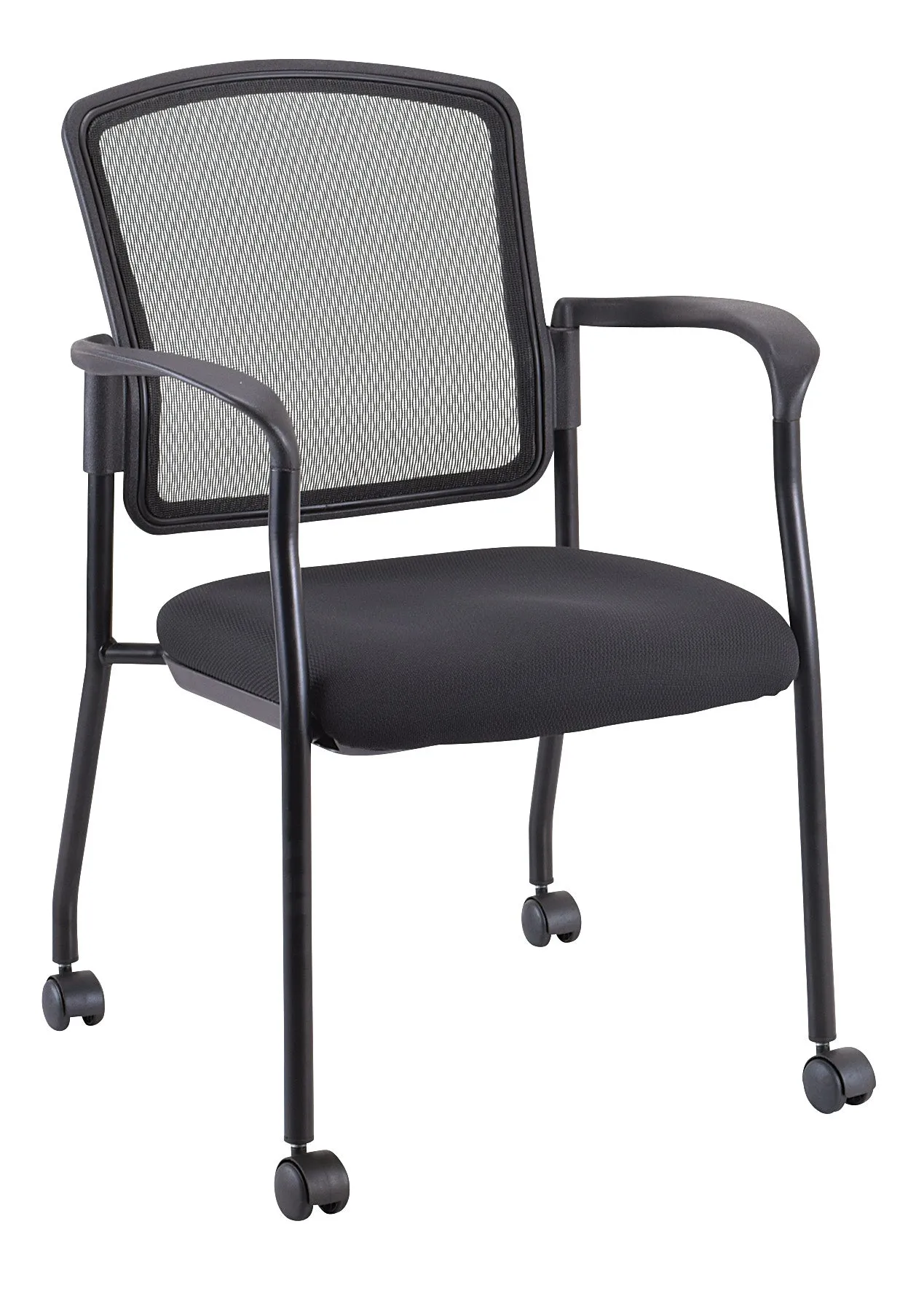 Black Mesh Fabric Rolling Guest Arm Chair By Homeroots