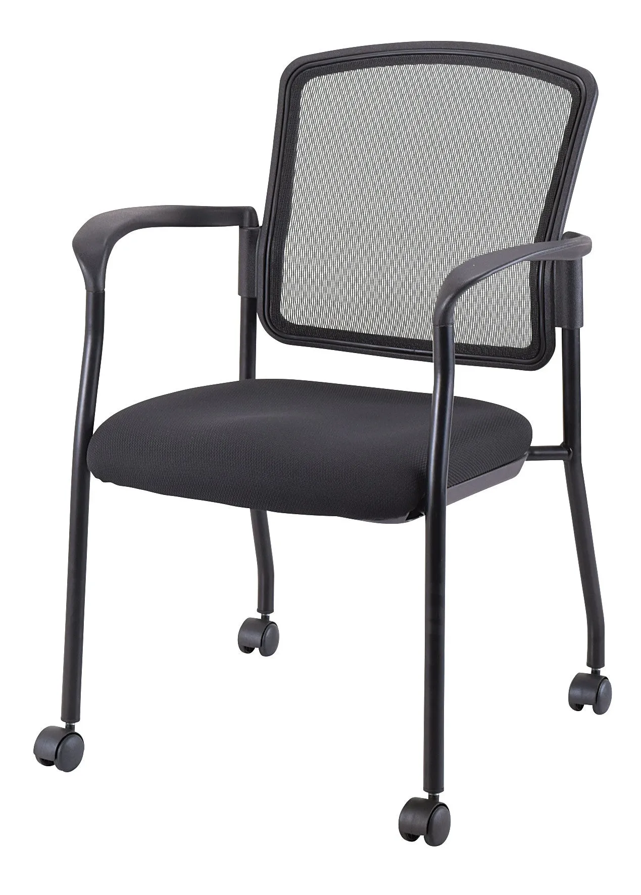 Black Mesh Fabric Rolling Guest Arm Chair By Homeroots