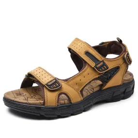Bootara Men’s Summer Sandals Thick Sole Leather Beach Shoes