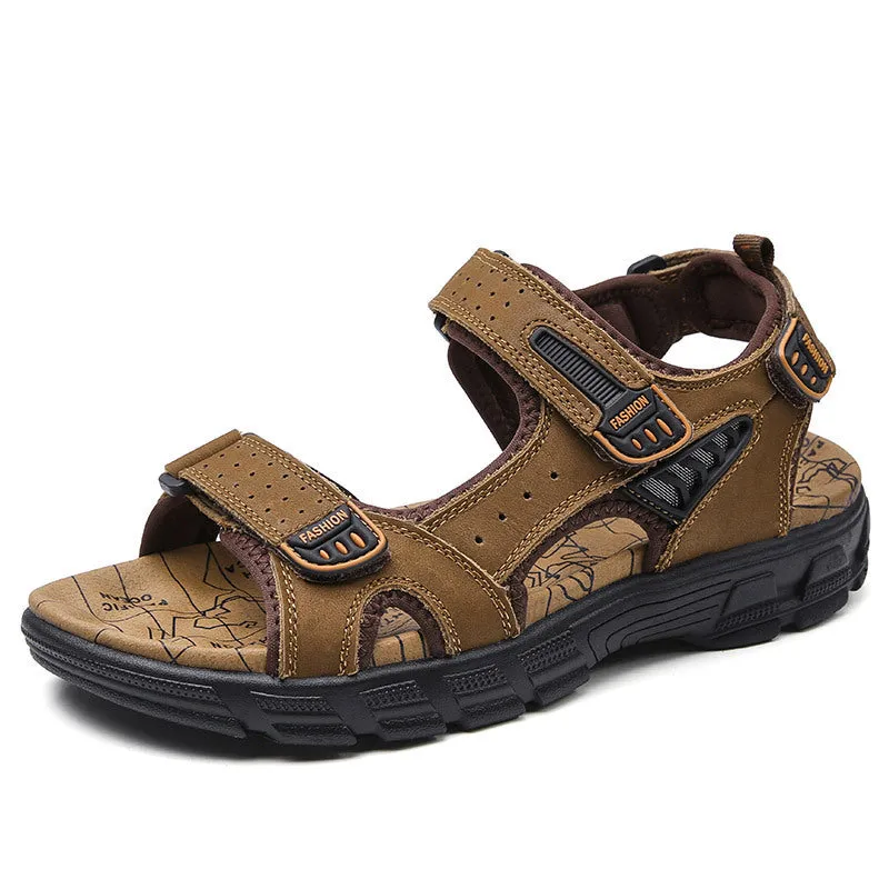 Bootara Men’s Summer Sandals Thick Sole Leather Beach Shoes
