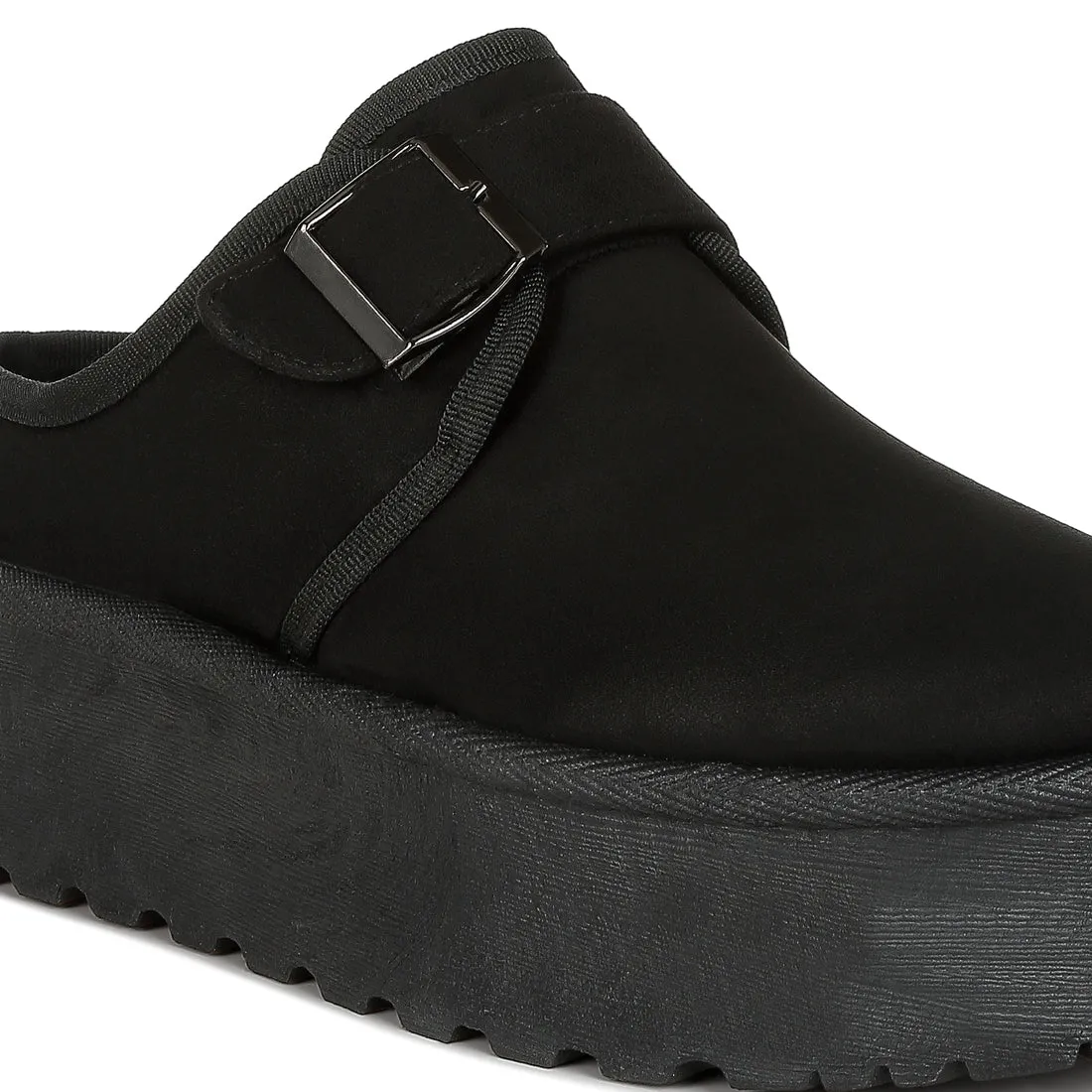 Buckle Strap Fur Platform Classic Slip-On