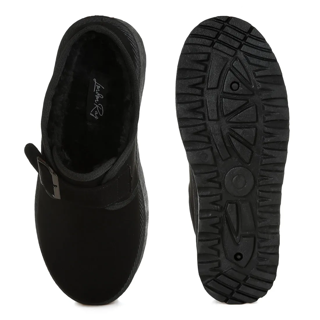 Buckle Strap Fur Platform Classic Slip-On