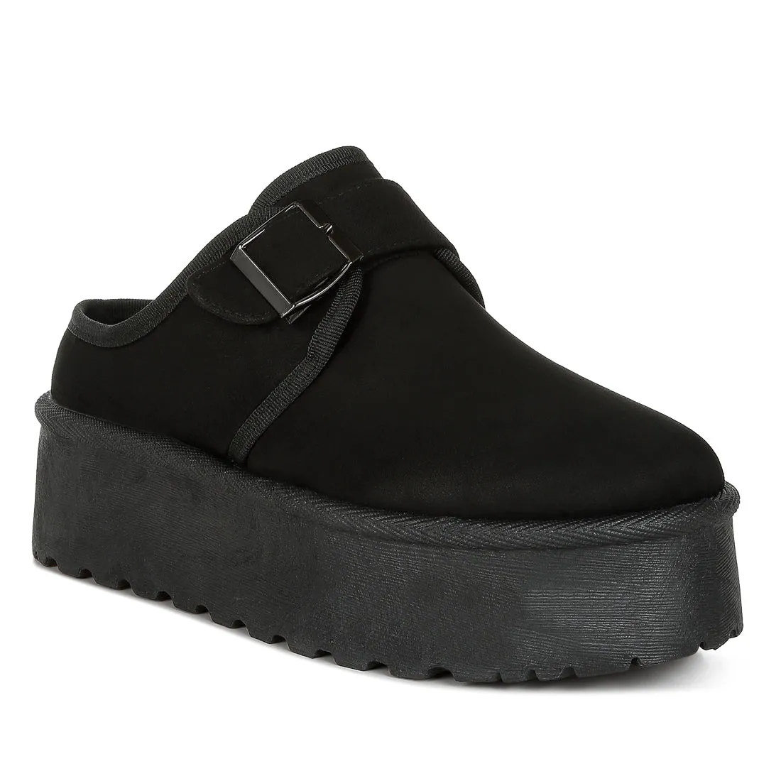 Buckle Strap Fur Platform Classic Slip-On