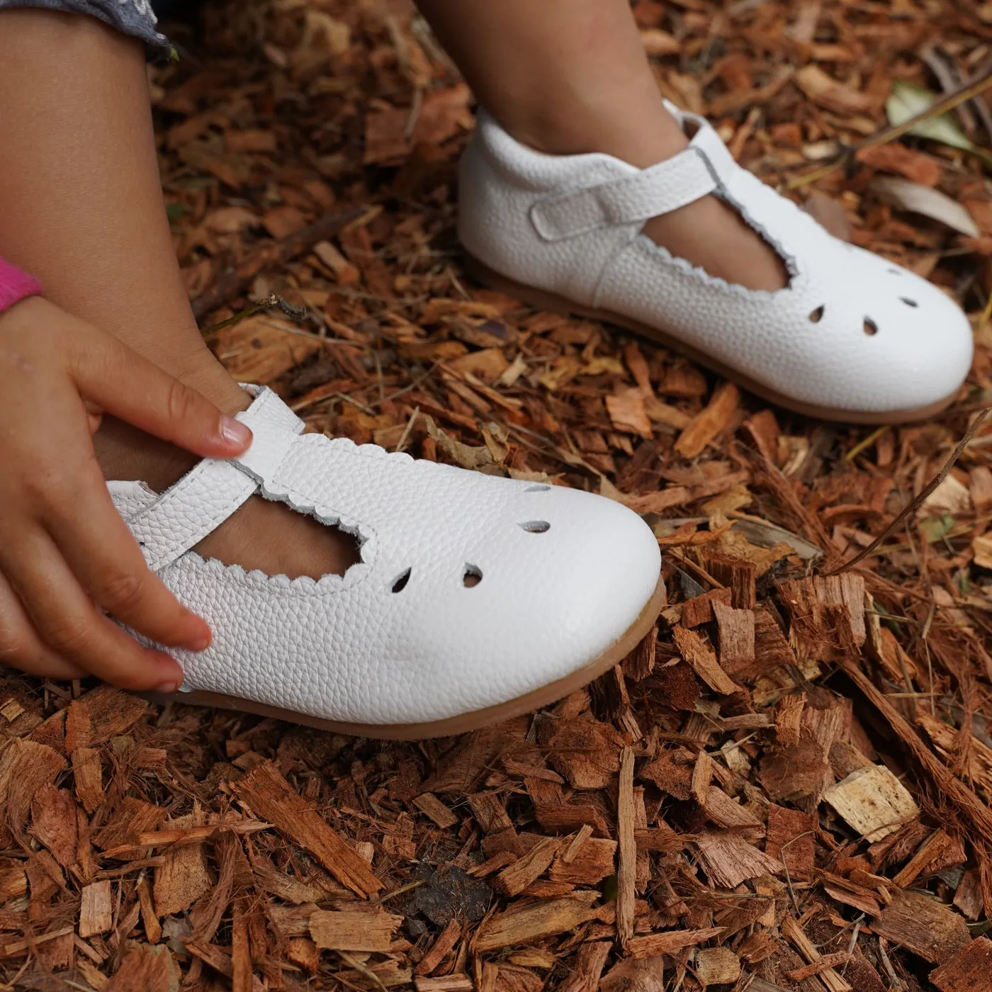Callista Leather T-Strap Shoe White