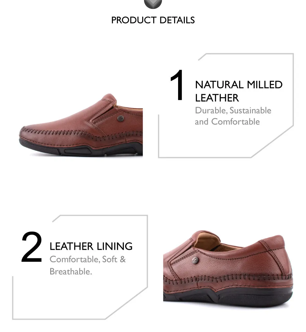 camel active Natural Milled Leather Slip On Shoes Men Brown LUZON 872402-AM2-3
