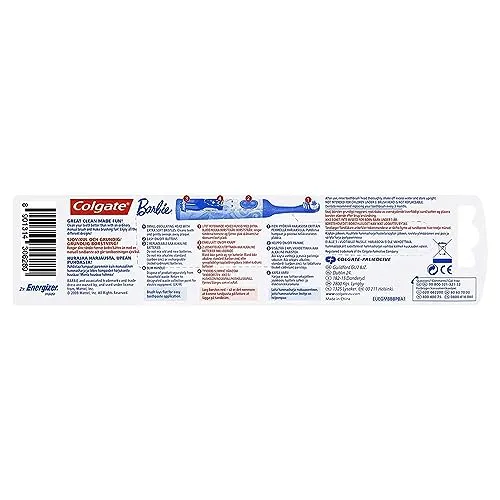 Colgate Barbie Toothbrush for kids, Battery Powered Electric Toothbrush, Age 3 , Extra Soft Bristles, Replaceable Batteries
