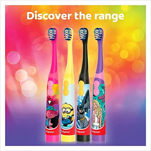 Colgate Barbie Toothbrush for kids, Battery Powered Electric Toothbrush, Age 3 , Extra Soft Bristles, Replaceable Batteries
