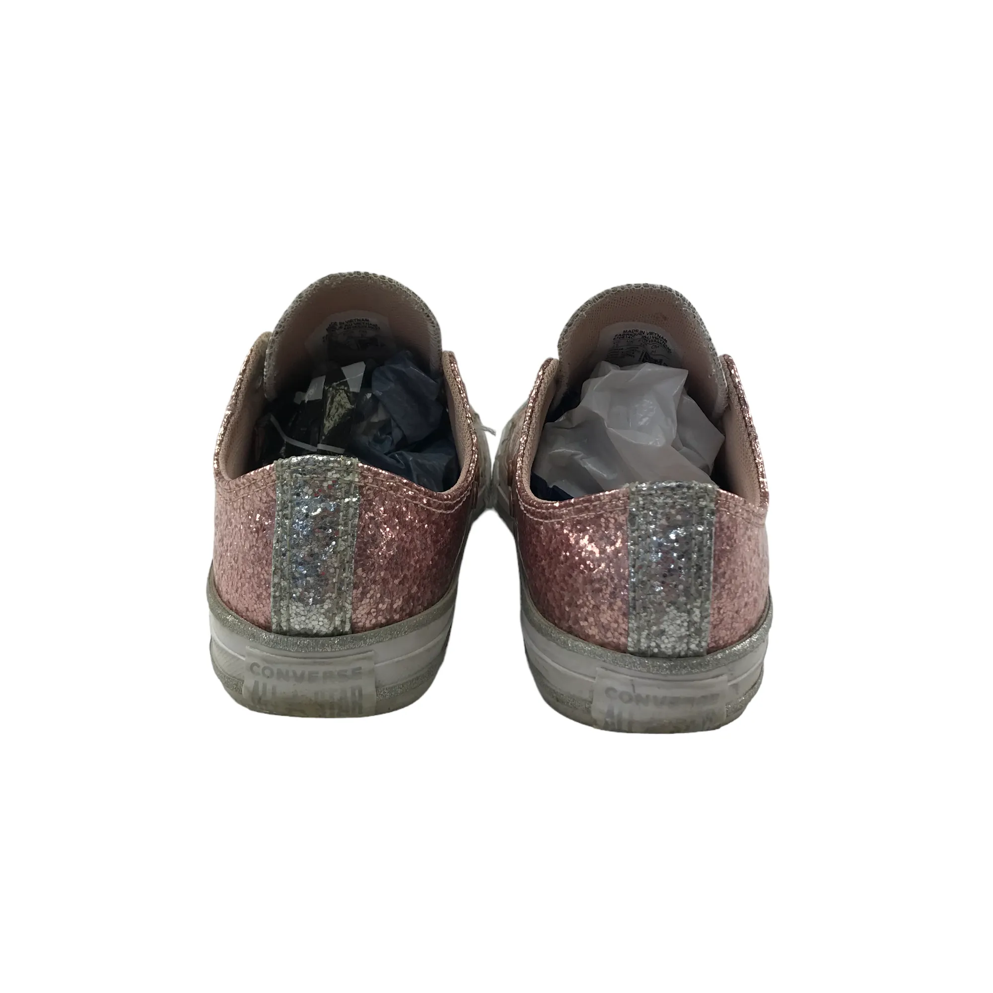 Converse All Star Trainers Shoe Size 2 Pink Sparkly Missing Laces