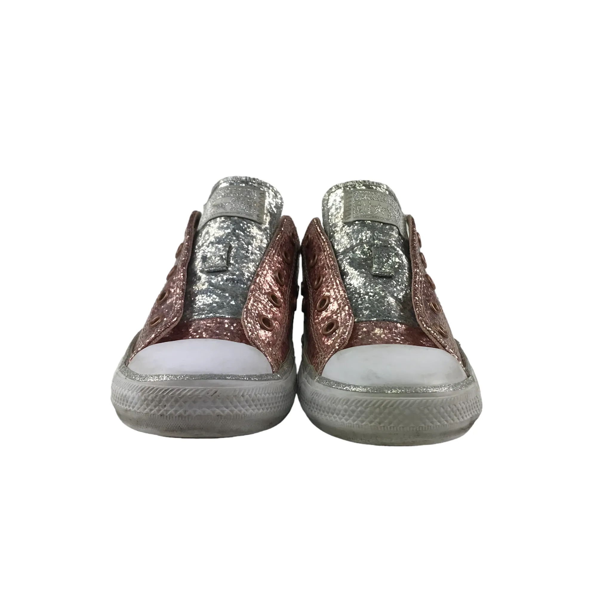 Converse All Star Trainers Shoe Size 2 Pink Sparkly Missing Laces