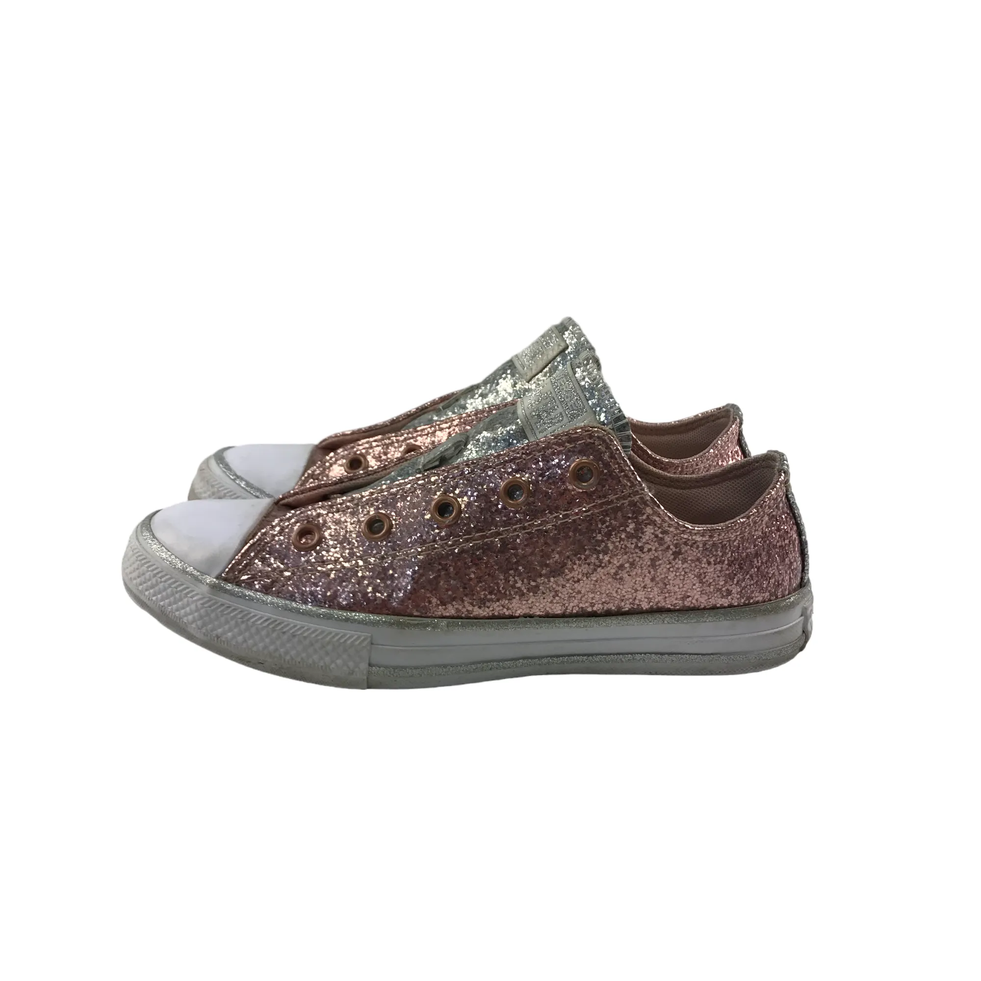 Converse All Star Trainers Shoe Size 2 Pink Sparkly Missing Laces