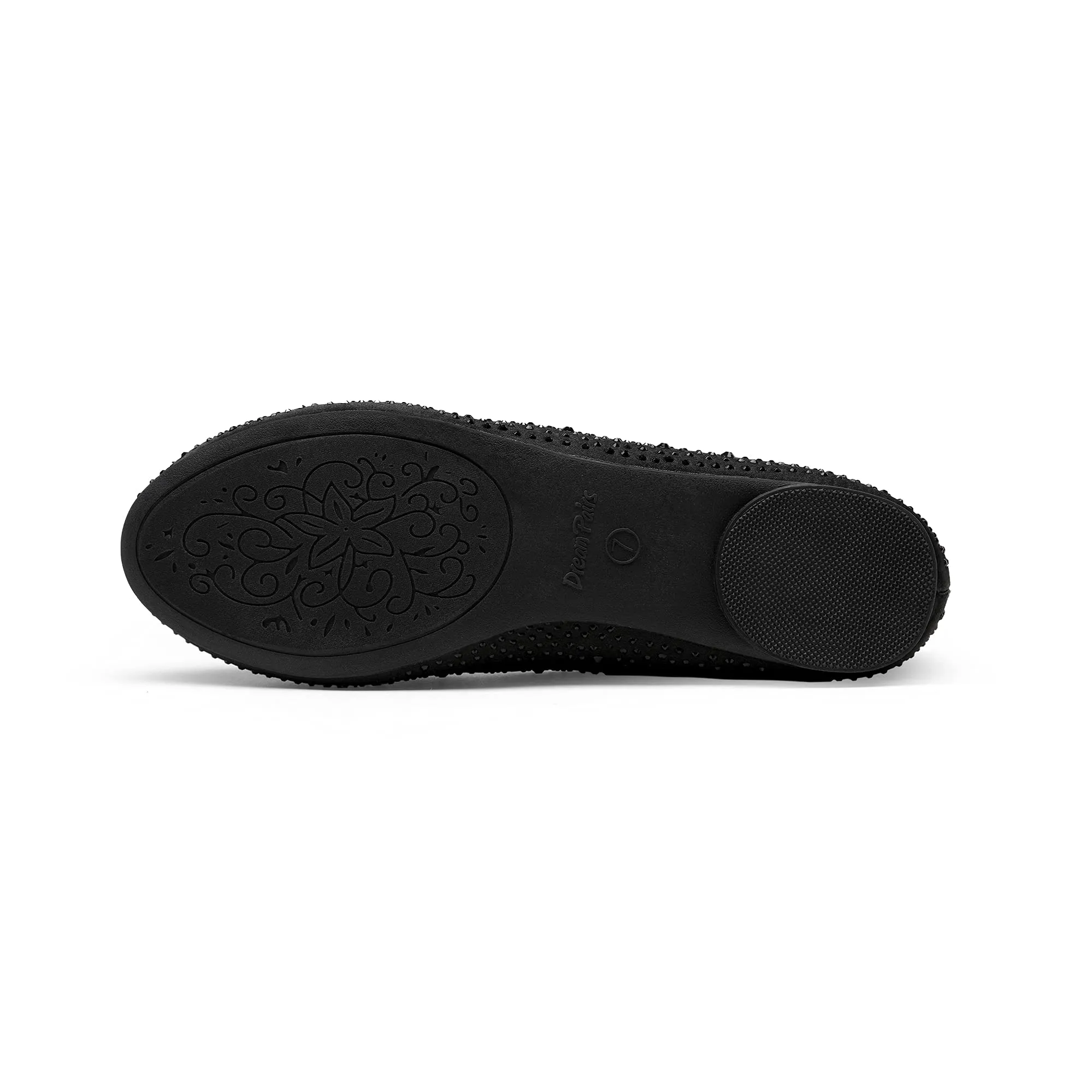 DREAM PAIRS Womens Rhinestone Ballet Flats Shoes, Black - 7 (Sole-Shine)