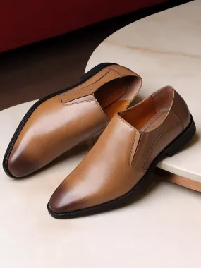 Egyptian Crust Leather Slip-On British Tan Shoes for Men
