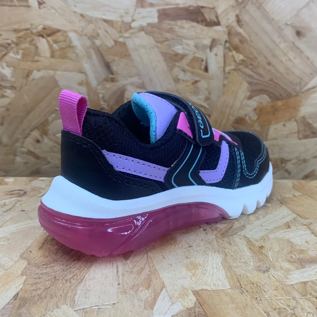 Geox Kids Ciberdron Light Up Trainers - Black / Fuchsia