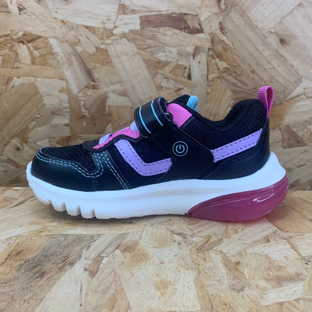 Geox Kids Ciberdron Light Up Trainers - Black / Fuchsia