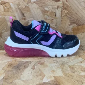 Geox Kids Ciberdron Light Up Trainers - Black / Fuchsia
