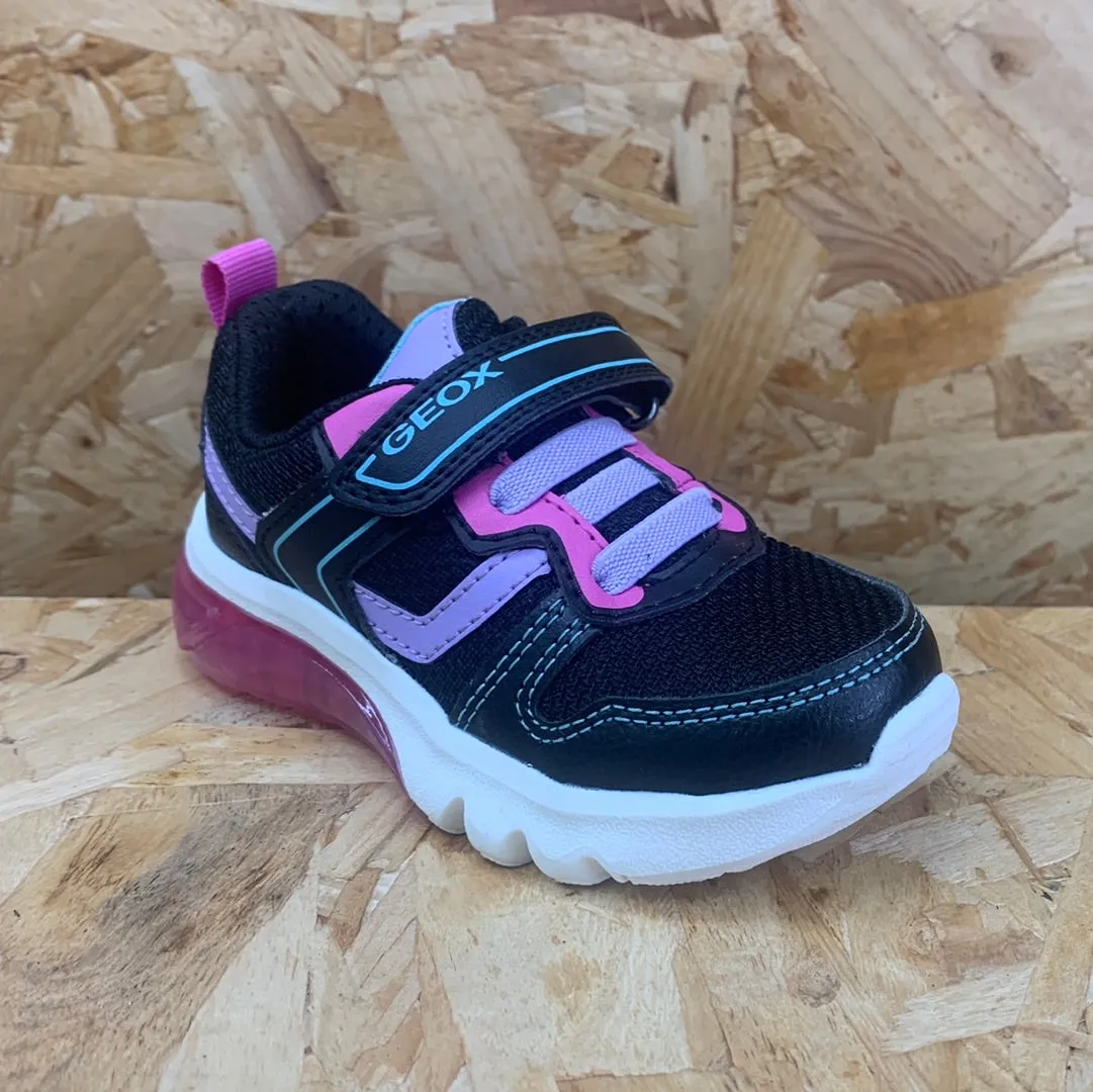 Geox Kids Ciberdron Light Up Trainers - Black / Fuchsia