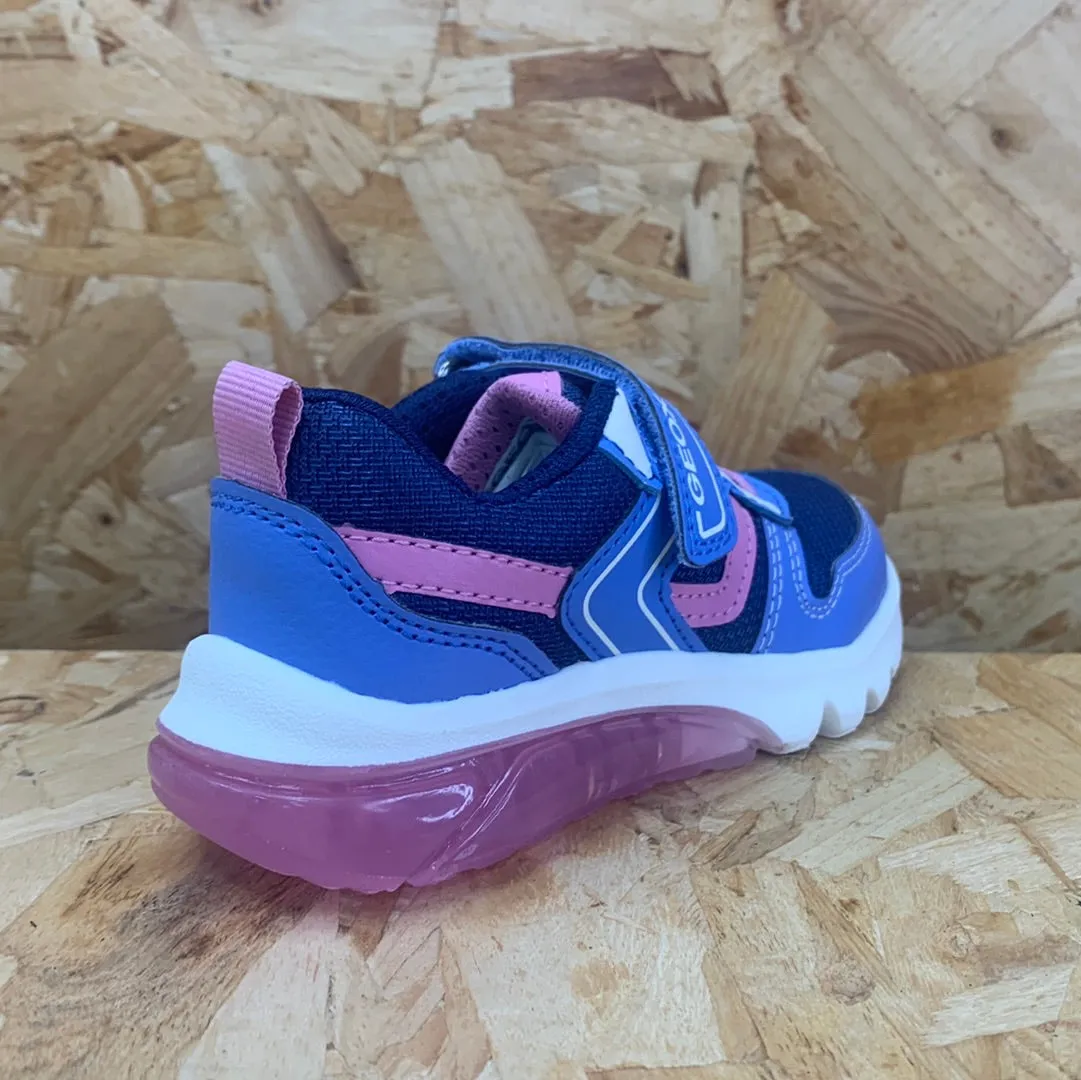 Geox Kids Ciberdron Light Up Trainers - Navy / Pink