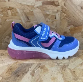 Geox Kids Ciberdron Light Up Trainers - Navy / Pink