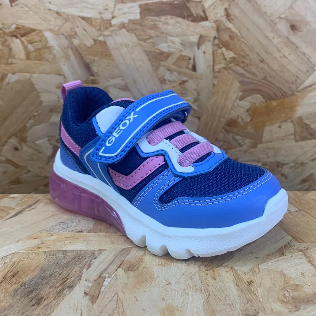 Geox Kids Ciberdron Light Up Trainers - Navy / Pink