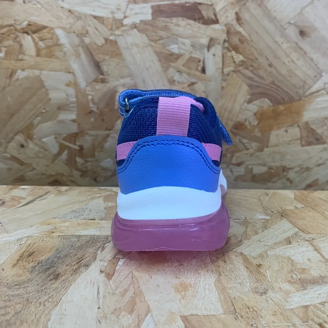 Geox Kids Ciberdron Light Up Trainers - Navy / Pink