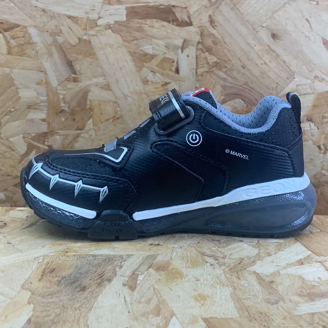 Geox Kids Marvel Black Panther Light Up Trainers - Black / Silver