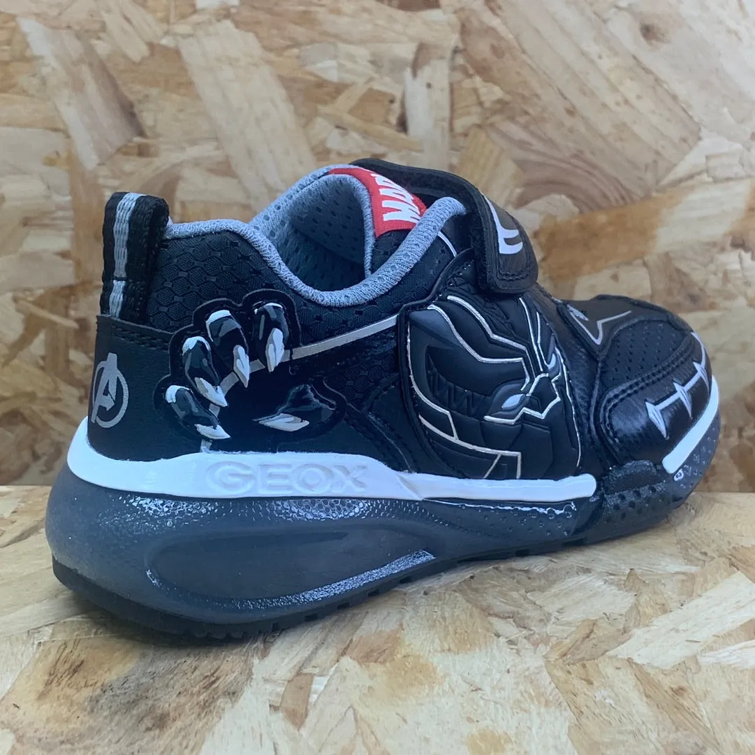 Geox Kids Marvel Black Panther Light Up Trainers - Black / Silver