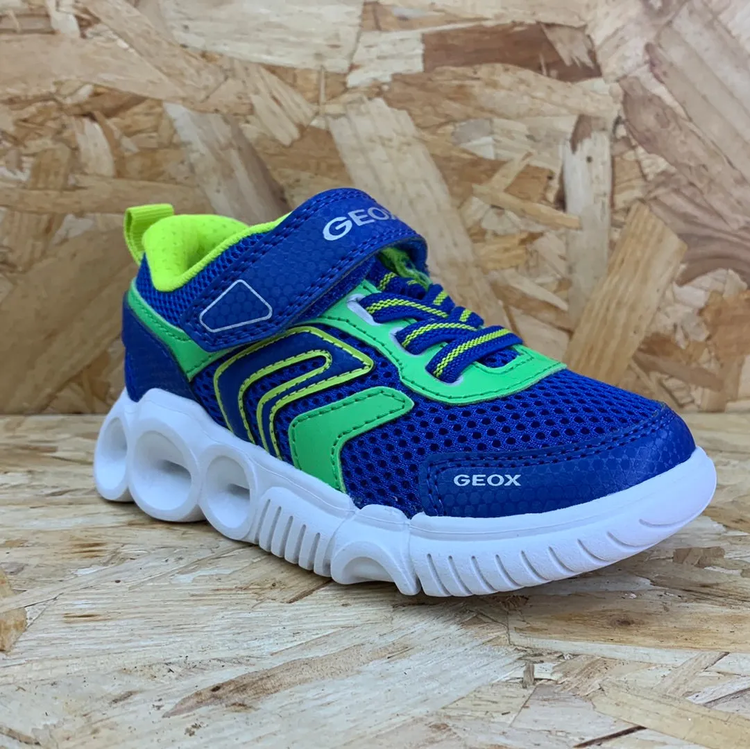 Geox Kids Wroom Light Up Trainers - Royal / Lime