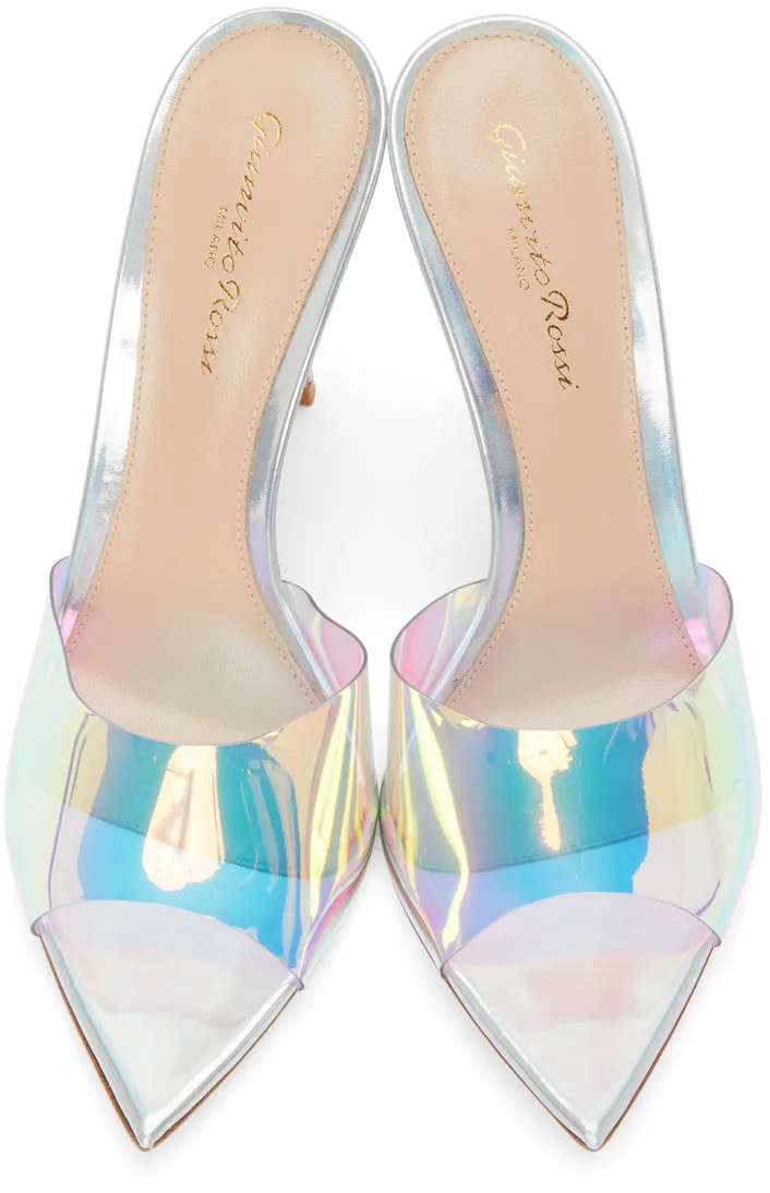 Gianvito Rossi Silver Hologram Elle 105 Sandals