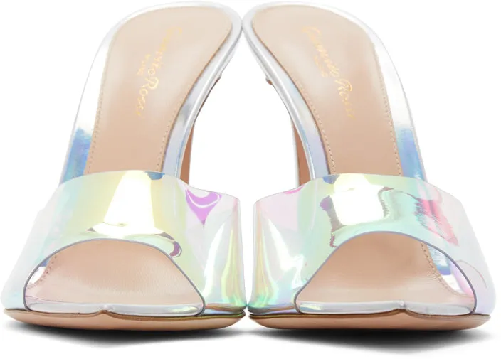 Gianvito Rossi Silver Hologram Elle 105 Sandals