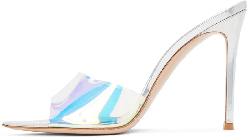 Gianvito Rossi Silver Hologram Elle 105 Sandals