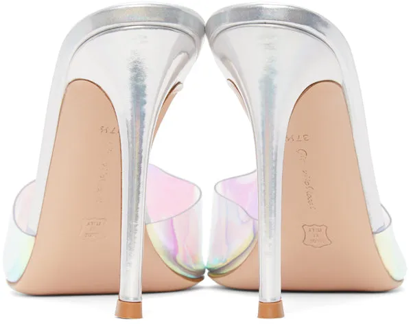 Gianvito Rossi Silver Hologram Elle 105 Sandals